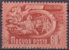 Hungria 1950 Scott 877 Sello 5 Años Plan WM Cooperativas de viviendas usado Magyar Posta M-1179 Ungarn Hungary Hongrie Ungheria Hongarije 